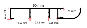 ALÜMİNYUM ALTI OVAL LEDLİ SÜPÜRGELİK PROFİLİ 3MT